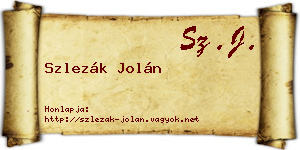 Szlezák Jolán névjegykártya