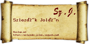Szlezák Jolán névjegykártya